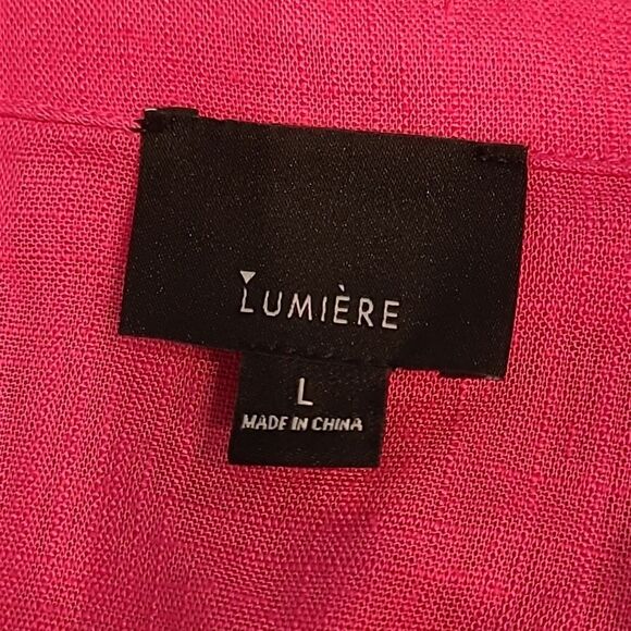 LUMIERE sz S/S Romper w/crossover tie, fuchsia, pockets - Picture 8 of 12